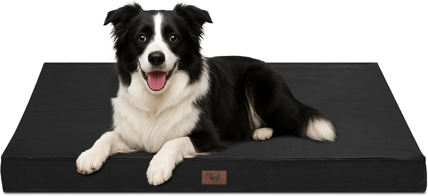 Outdoor Dog Bed for Medium Dogs with Waterproof Cover and Foam