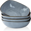 Large Pasta Bowls Set of 4 - Ocean Square 8in Stoneware Pasta Bowls