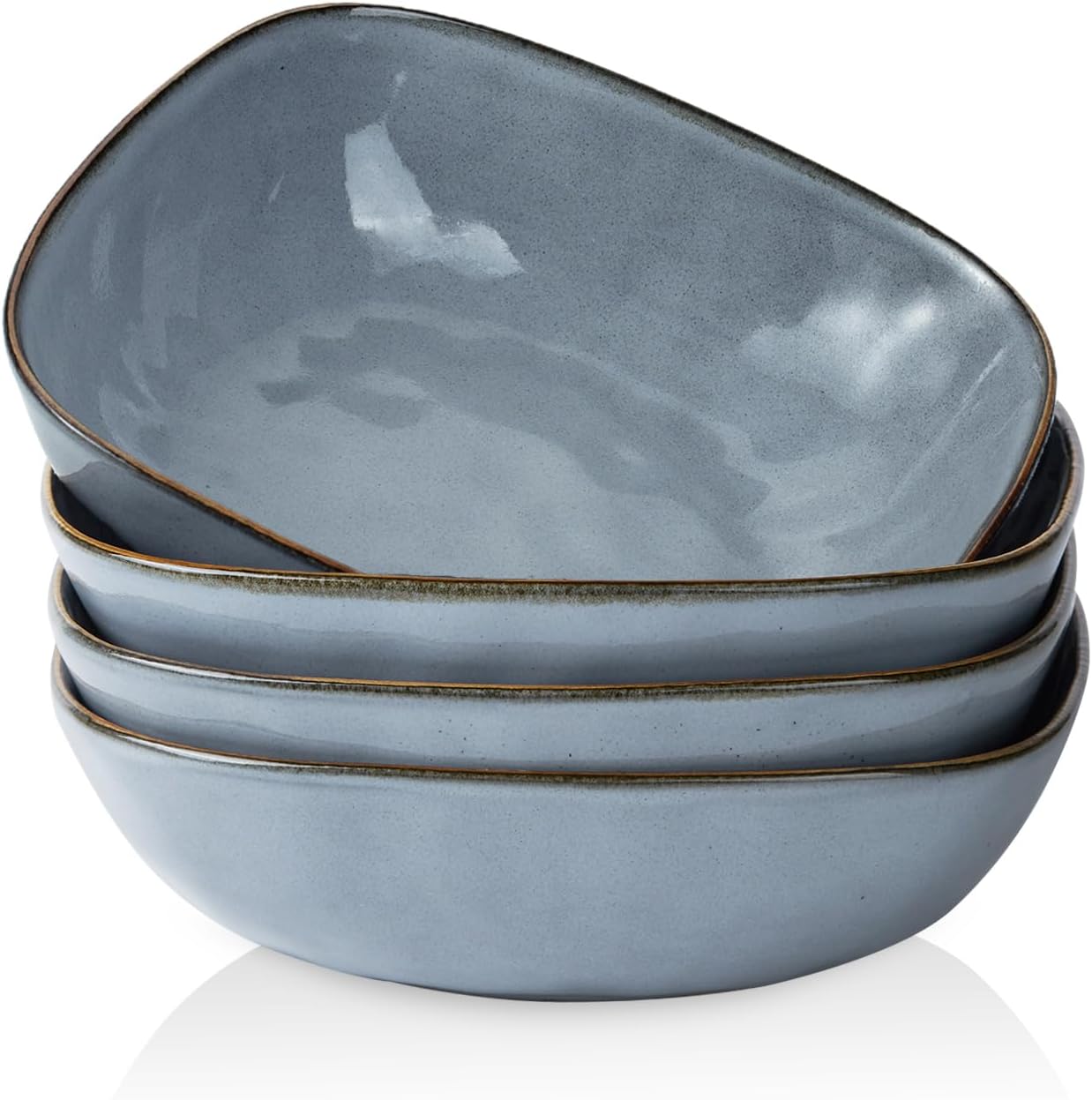 Large Pasta Bowls Set of 4, Ocean Square 8 in Bowls for Dining