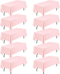 10 Pack 60 x 102 in Rectangle Tablecloth Pink - Value Set for Events