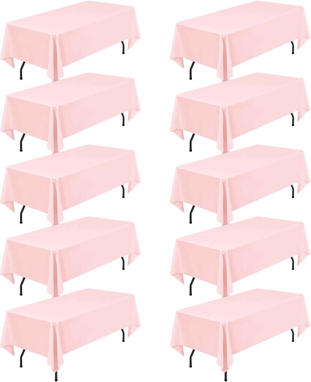 10 Pack 60 x 102 Inch Pink Tablecloth for 6ft Rectangle Tables
