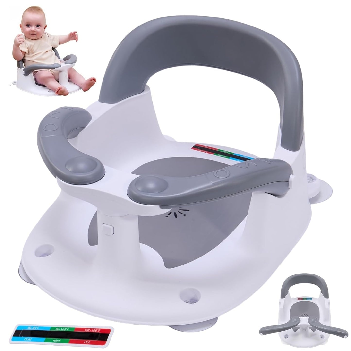 Baby Bath Seat for Babies 6 Months & Up with Temperature Alert