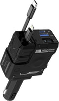 Retractable Car Charger 4-in-1 with 2 Cables - Fast 66W Charging