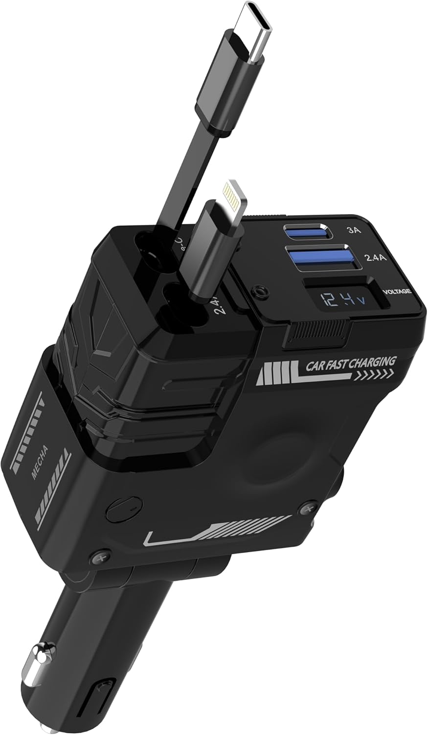 Super Fast 66W Car Charger 4-in-1 | Dual Cable | 2 USB Ports