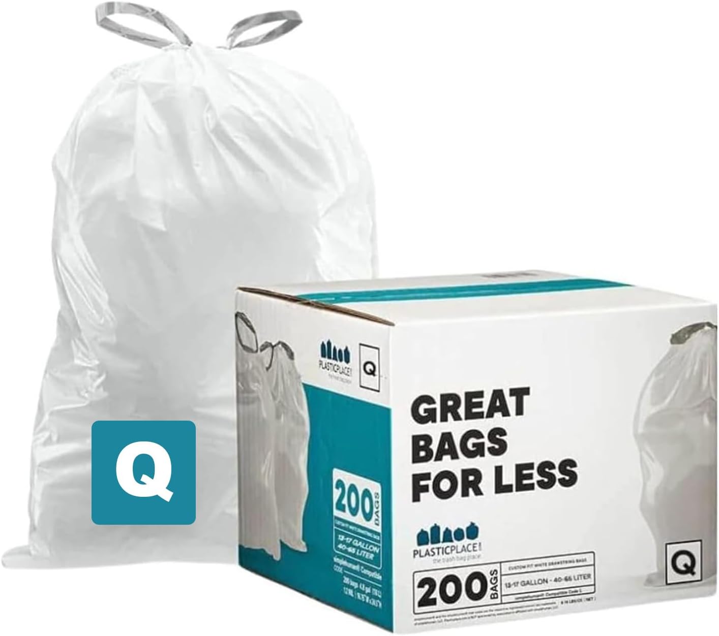 Plasticplace Custom Fit Trash Bags for Simplehuman Code Q
