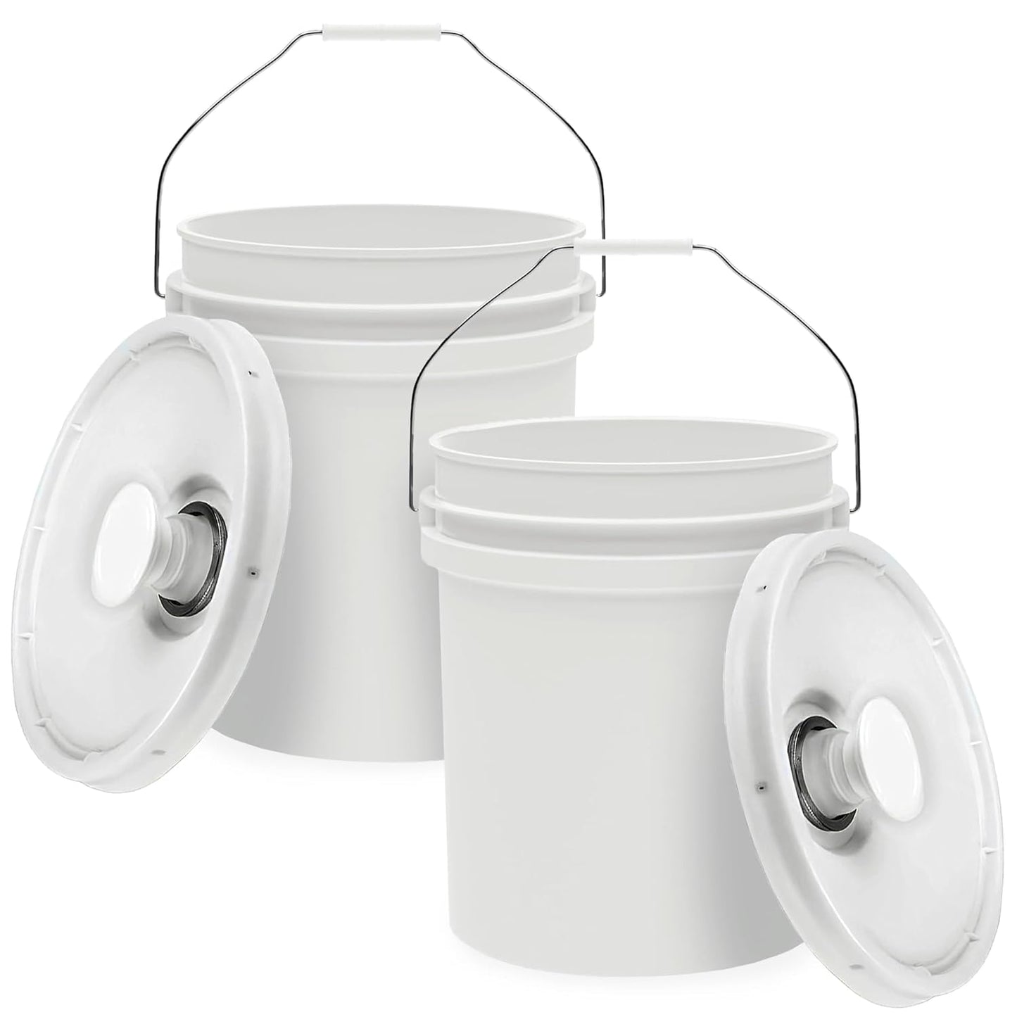 5-Gallon White Bucket Pail with Spout Lid for Easy Storage
