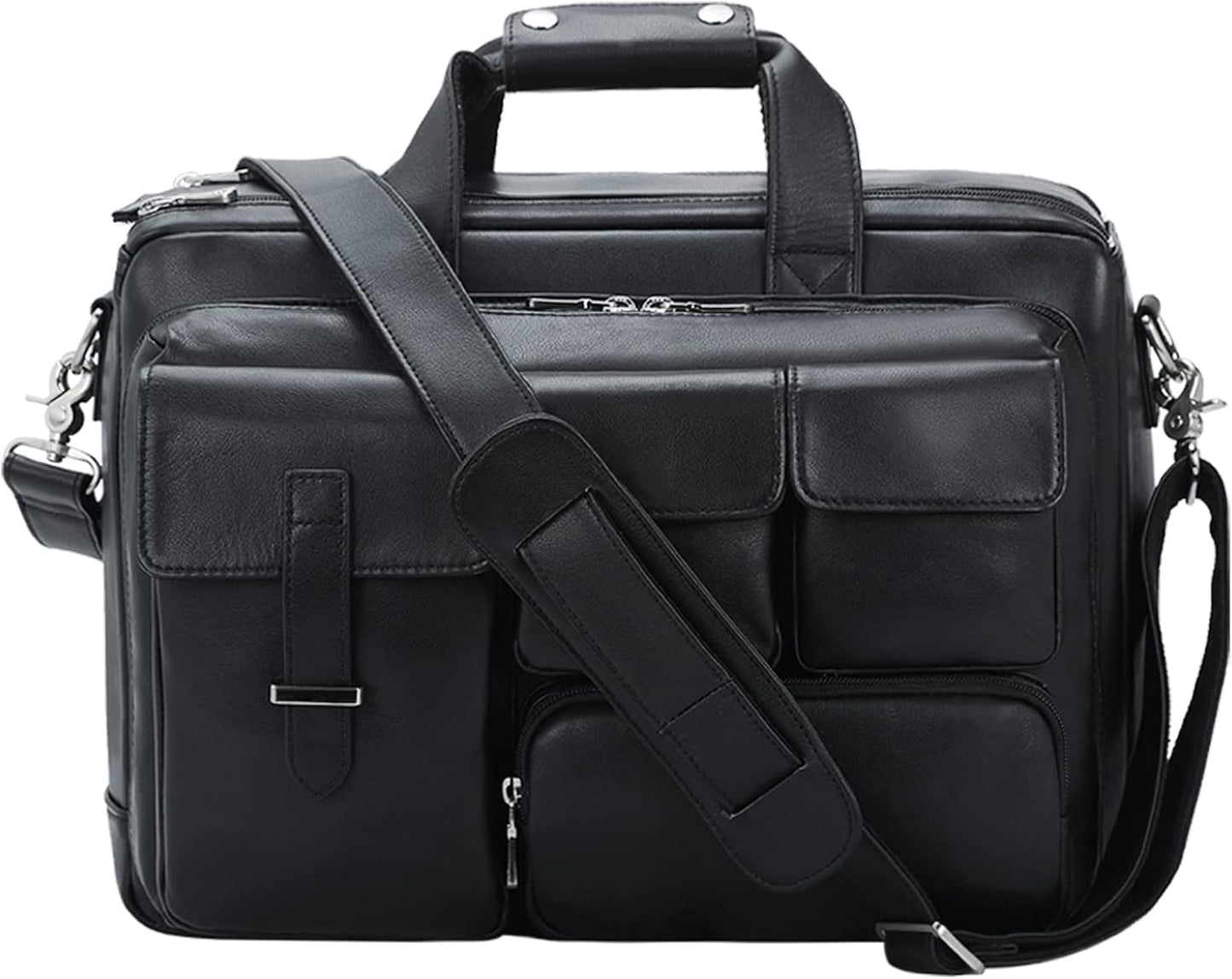 TIDING Full Grain Leather Briefcase for Men 17 Inch Laptop