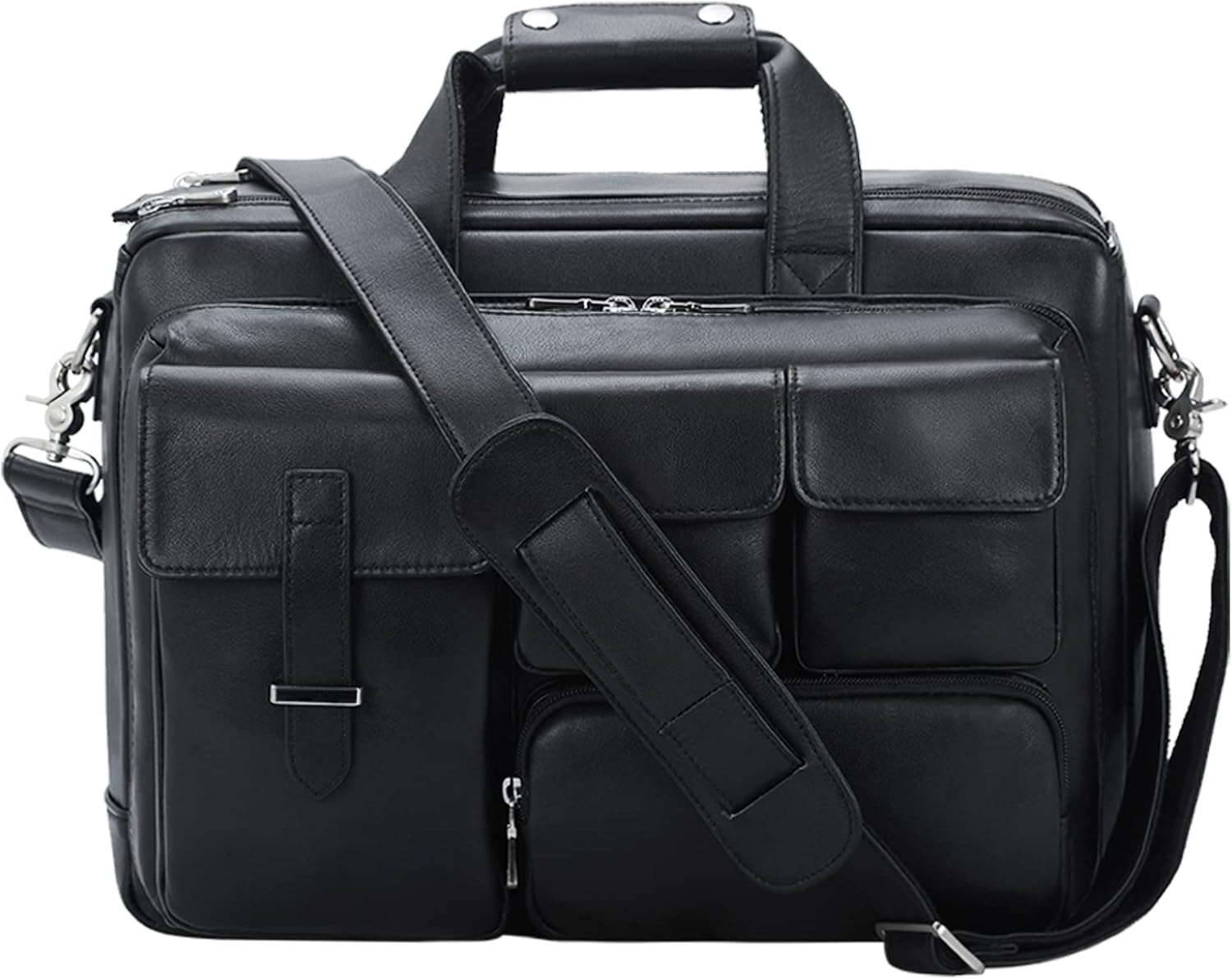 TIDING Full Grain Leather Briefcase for Men 17 Inch Laptop