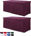 Table Skirts for Rectangle Tables 6ft - One-Piece Burgundy Covers
