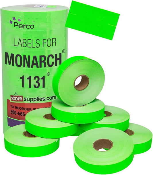 Perco Fluorescent Green Labels - 20,000 Price Marking - 1 Sleeve