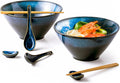 Large Salad Soup Ramen Serving Bowls Set of 2 - 71 OZ Reactive Blue