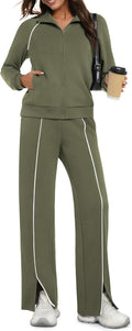 Casly Lamiit Womens 2 Piece Striped Tracksuit - Comfortable Travel Set