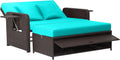Tangkula Patio Rattan Daybed Set - Convertible Loveseat Daybed