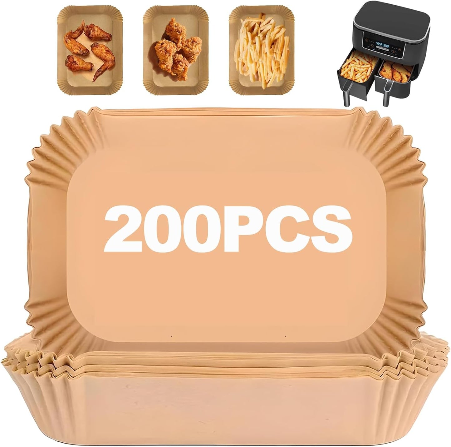 Ninja 2-Basket Air Fryer Liner - 200PCS Parchment Paper for Mess-Free Cooking!