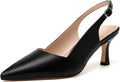 Black Kitten Heels for Women Slingback Pointed Closed Toe - Elegant