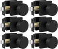 Black Passage Door Knobs 6 Pack - Matte Zinc Alloy, Modern
