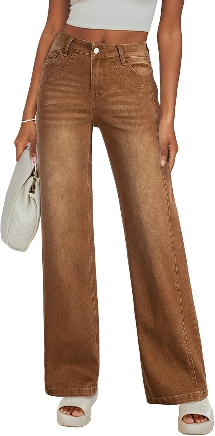 Sidefeel Women's High Waisted Stretchy Wide Leg Jeans for Style