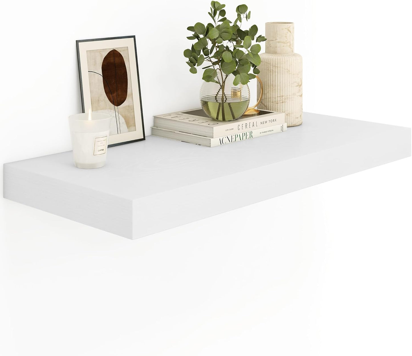 12 Deep White Floating Shelves for Wall - Modern Storage Solution
