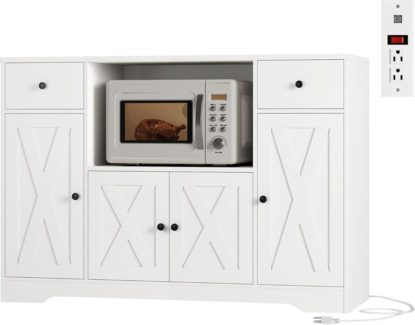 Modern Farmhouse Kitchen Cabinet with Charging Station