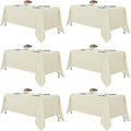 Fitable Ivory Rectangle Tablecloths for 6 ft Tables - 6 Pack