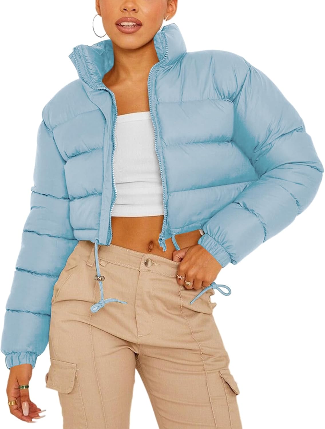 Cropped Quilted Puffer Jacket for Women - Stylish Winter Outerwear