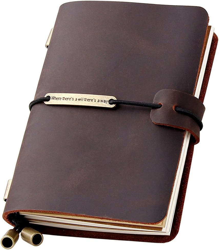 Handmade Leather Travel Journal - Refillable & Portable for Travelers - Gifts, Writing - 5.2 x 4