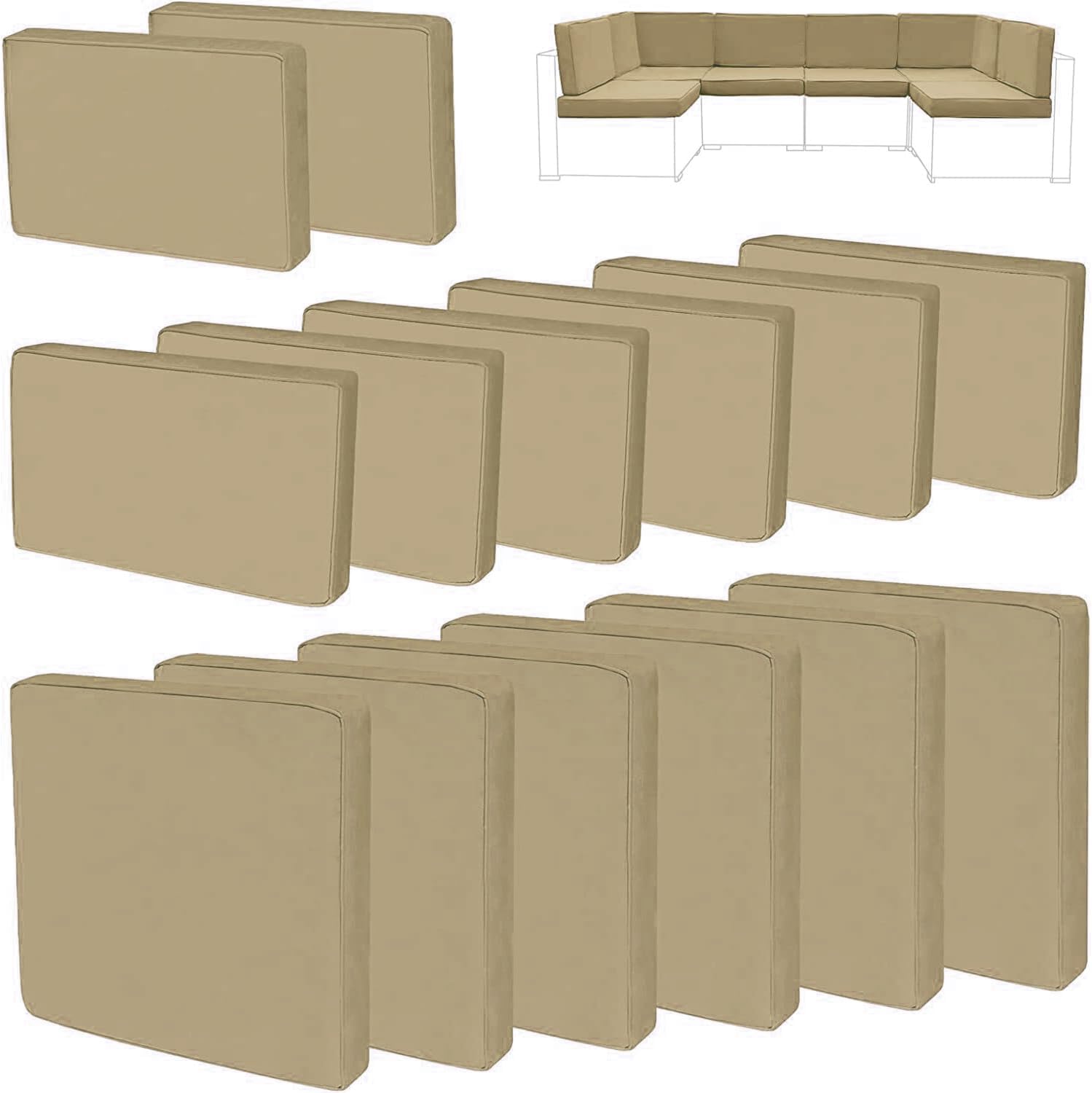 14 Pieces Patio Cushion Covers Replacement for Outdoor Furniture