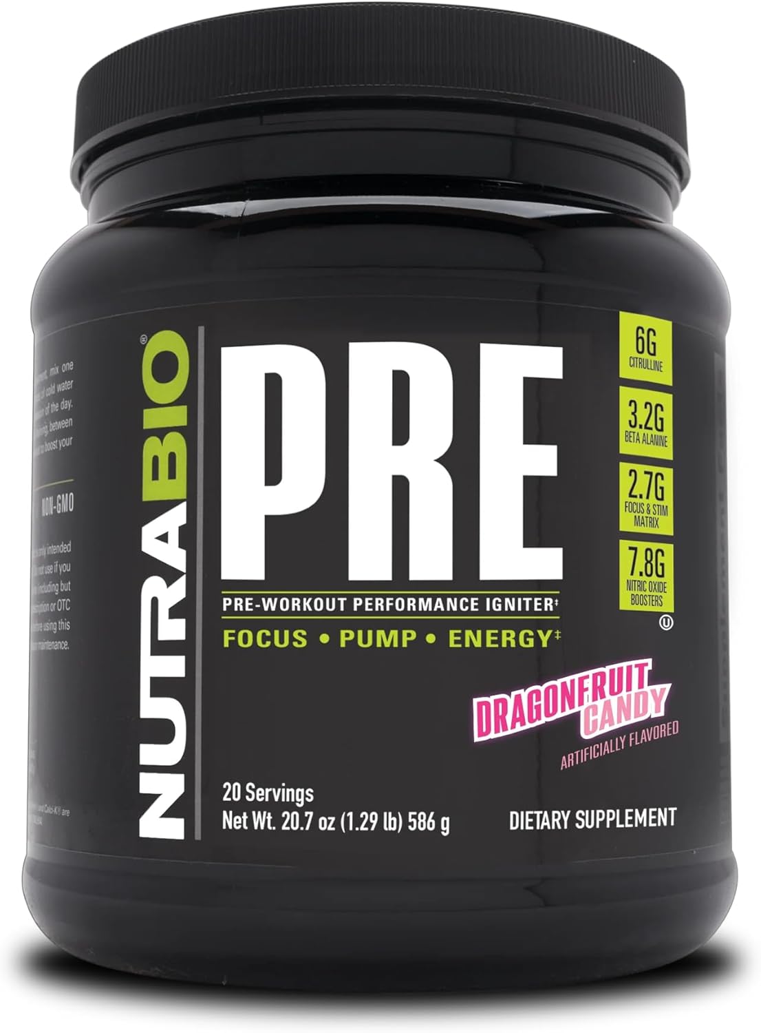 NutraBio PRE Workout Powder for Sustained Energy and Focus