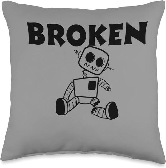 Embrace Emo Vibes with Robot Design Throw Pillow