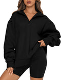 Trendy Queen Womens Oversized Sweatshirt Half Zip Pullover