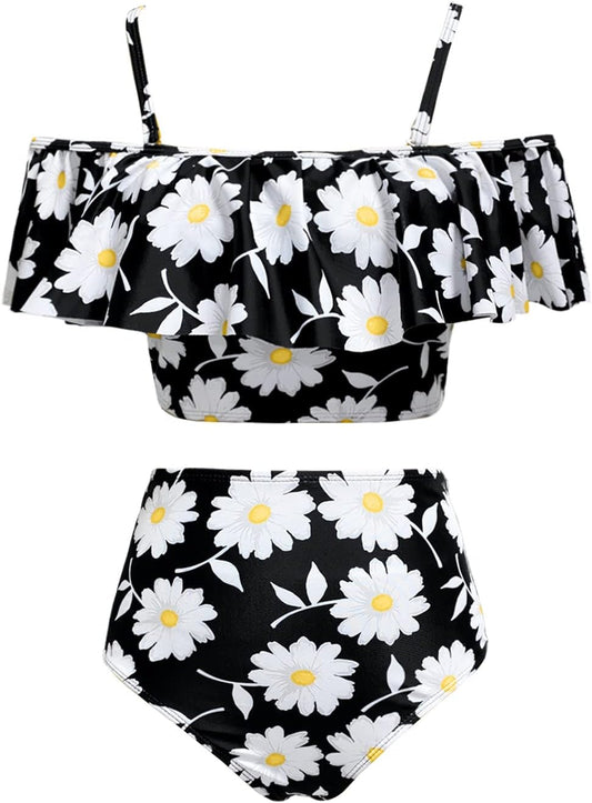 Kaei&Shi High Waisted Flounce Bikini Set for Tummy Control