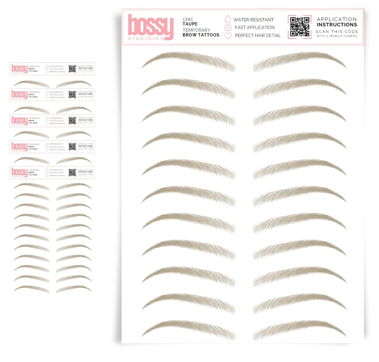 5 Pack Temporary Eyebrow Tattoos by Brows by Bossy