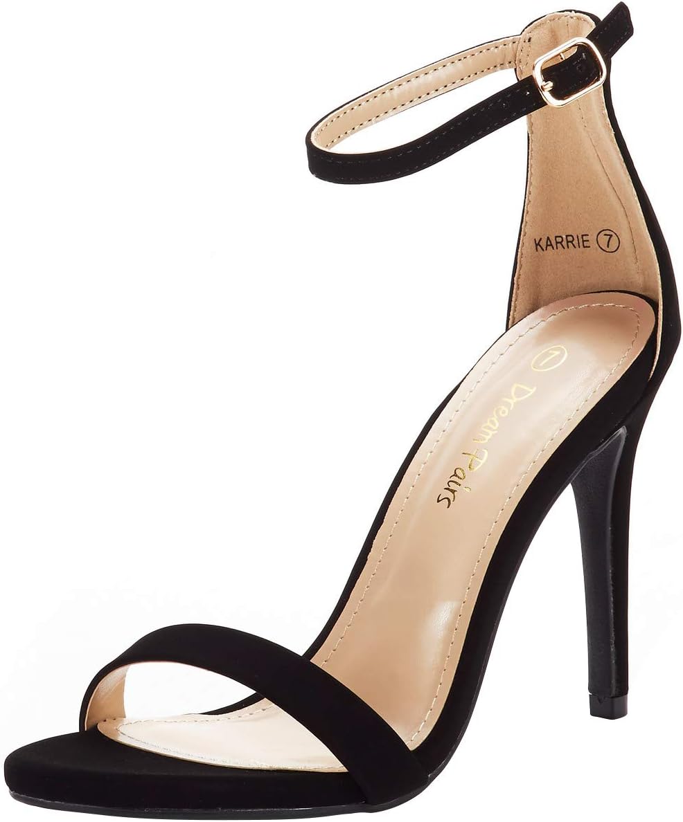 DREAM PAIRS Women's High Heels Floral Ankle Strap Stilettos