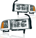 LED DRL Headlight Assembly Compatible with 1994-2002 Dodge Ram