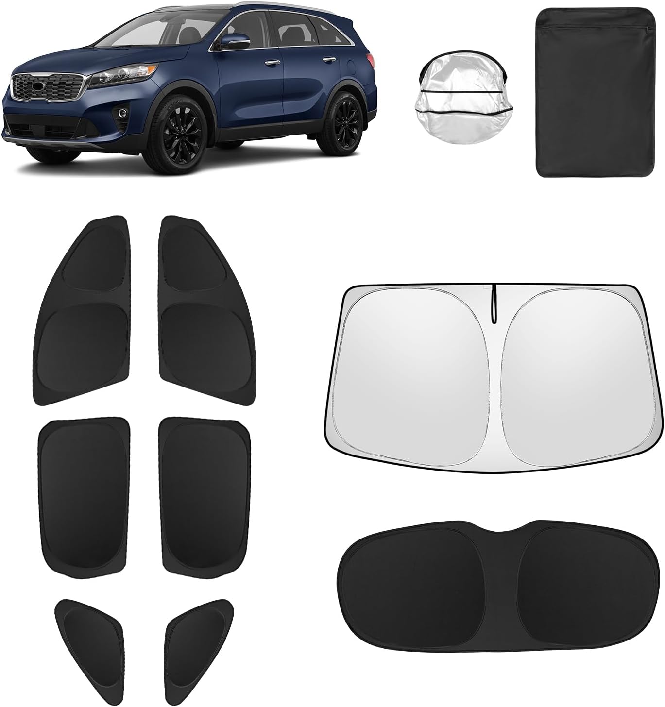 8pcs Car Window Shades for Kia Sorento 2016-2020 Accessories