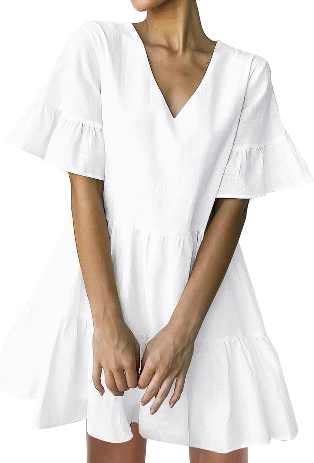 Cute V Neck Shift Dress with Pockets for Summer Fun