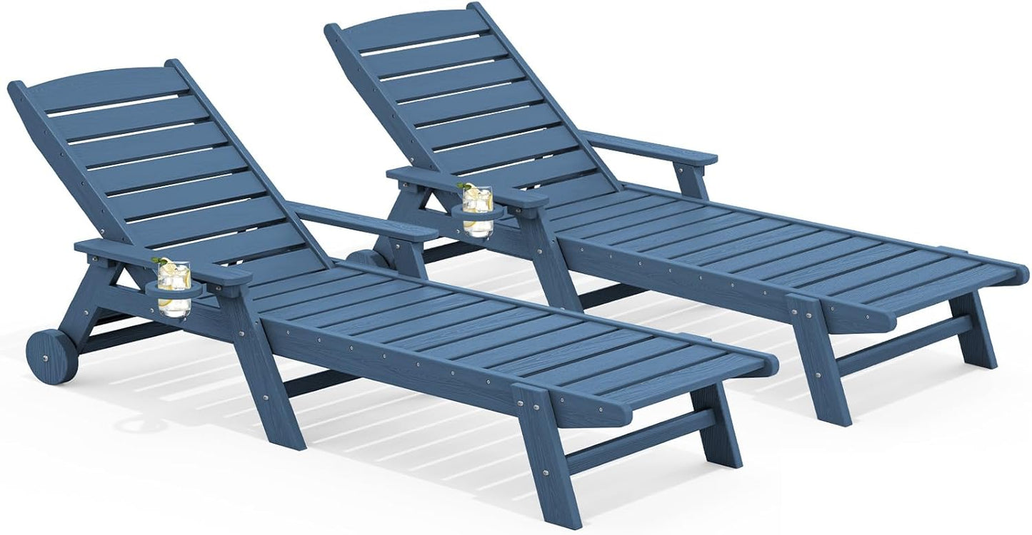 SERWALL Adjustable Patio Chaise Lounge Chair Set for Outdoor Use