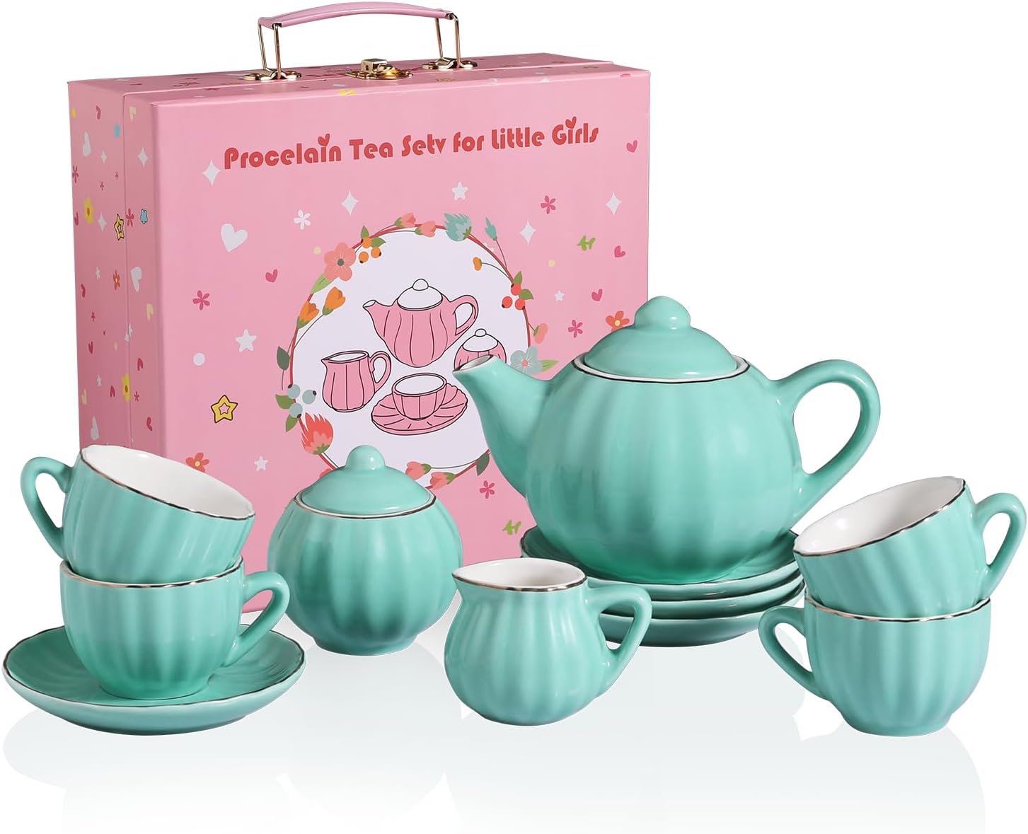 Sweejar Porcelain Tea Set for Little Girls - Perfect for Playtime