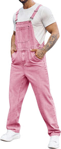 Men's Denim Bib Overalls Slim Fit Jumpsuit - Adjustable Workwear