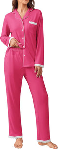 Ekouaer Womens Long Sleeve Pajama Set - Soft Lace Trim PJs