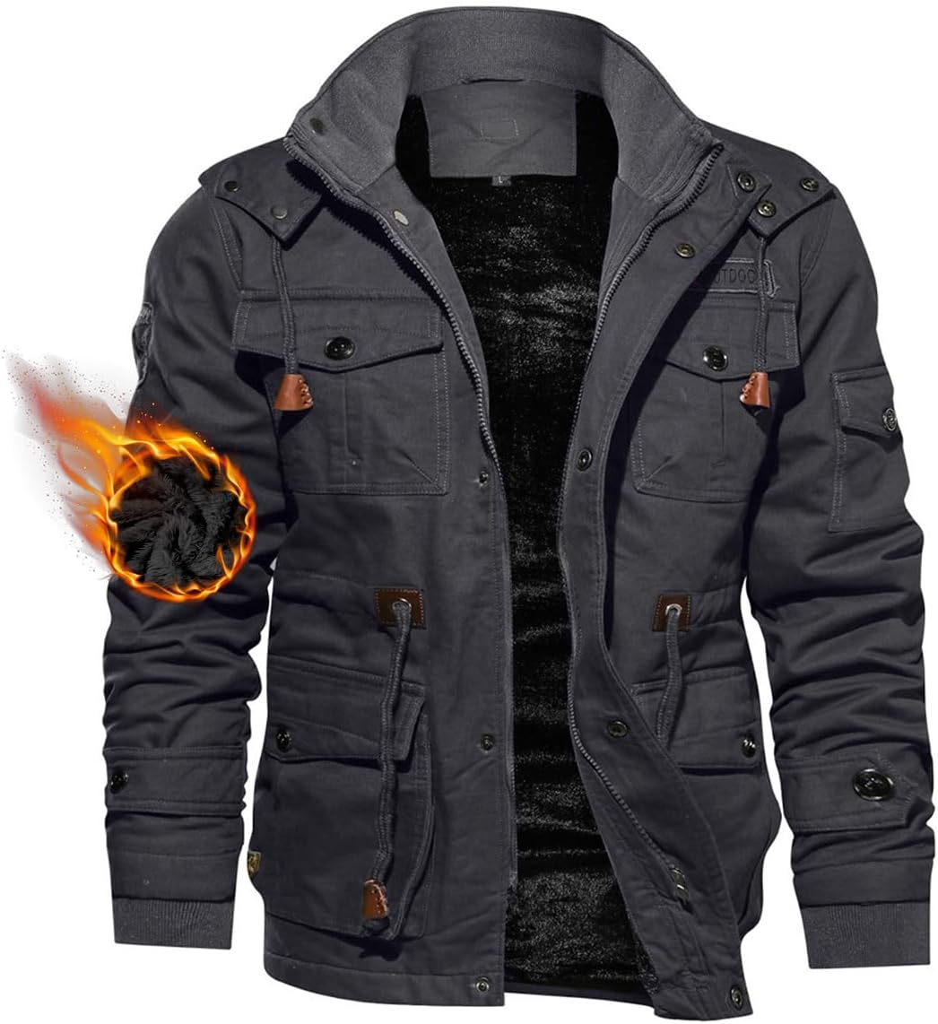 TACVASEN Men's Winter Jacket - Warm Fleece Lined Cargo Coat
