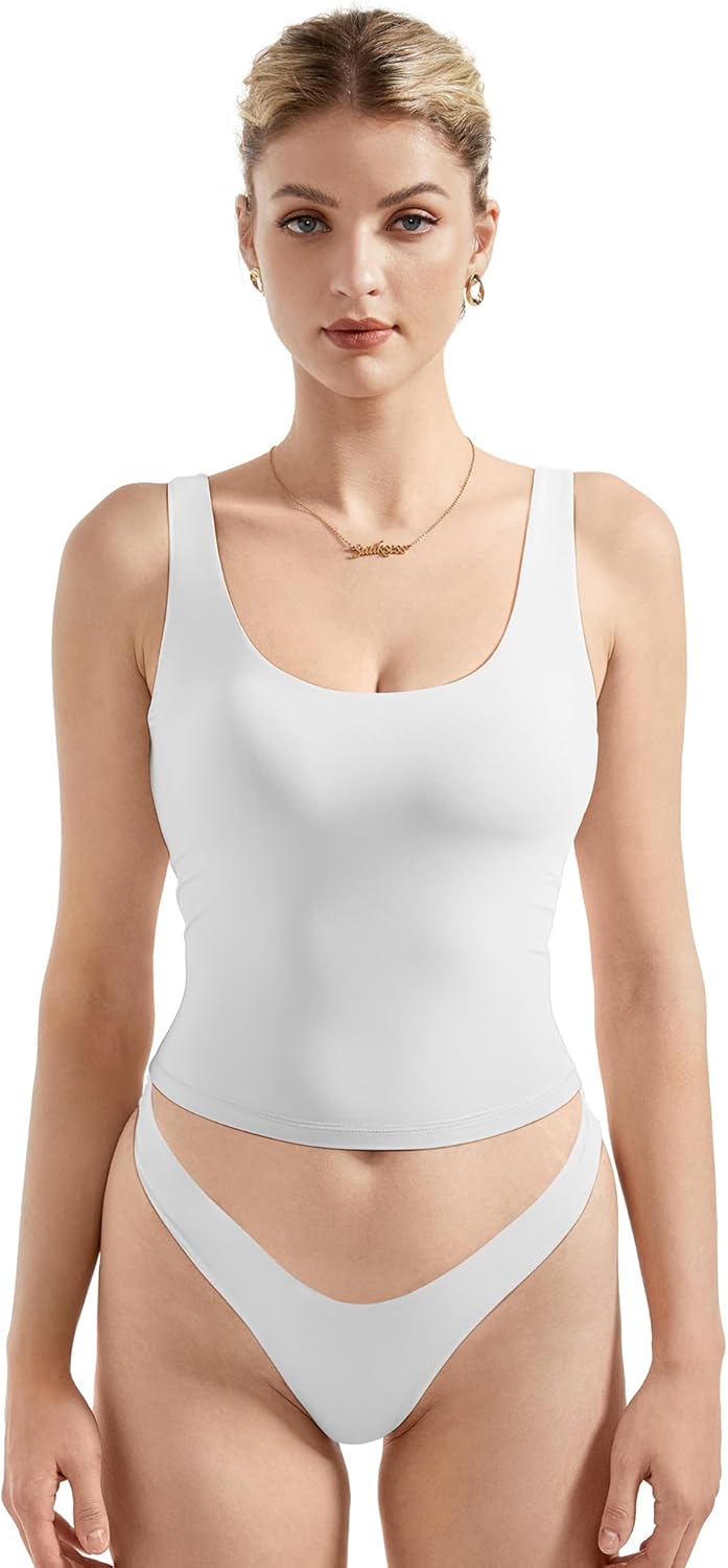 Scoop Neck Tank Top for Women - Summer Sleeveless Basic Style