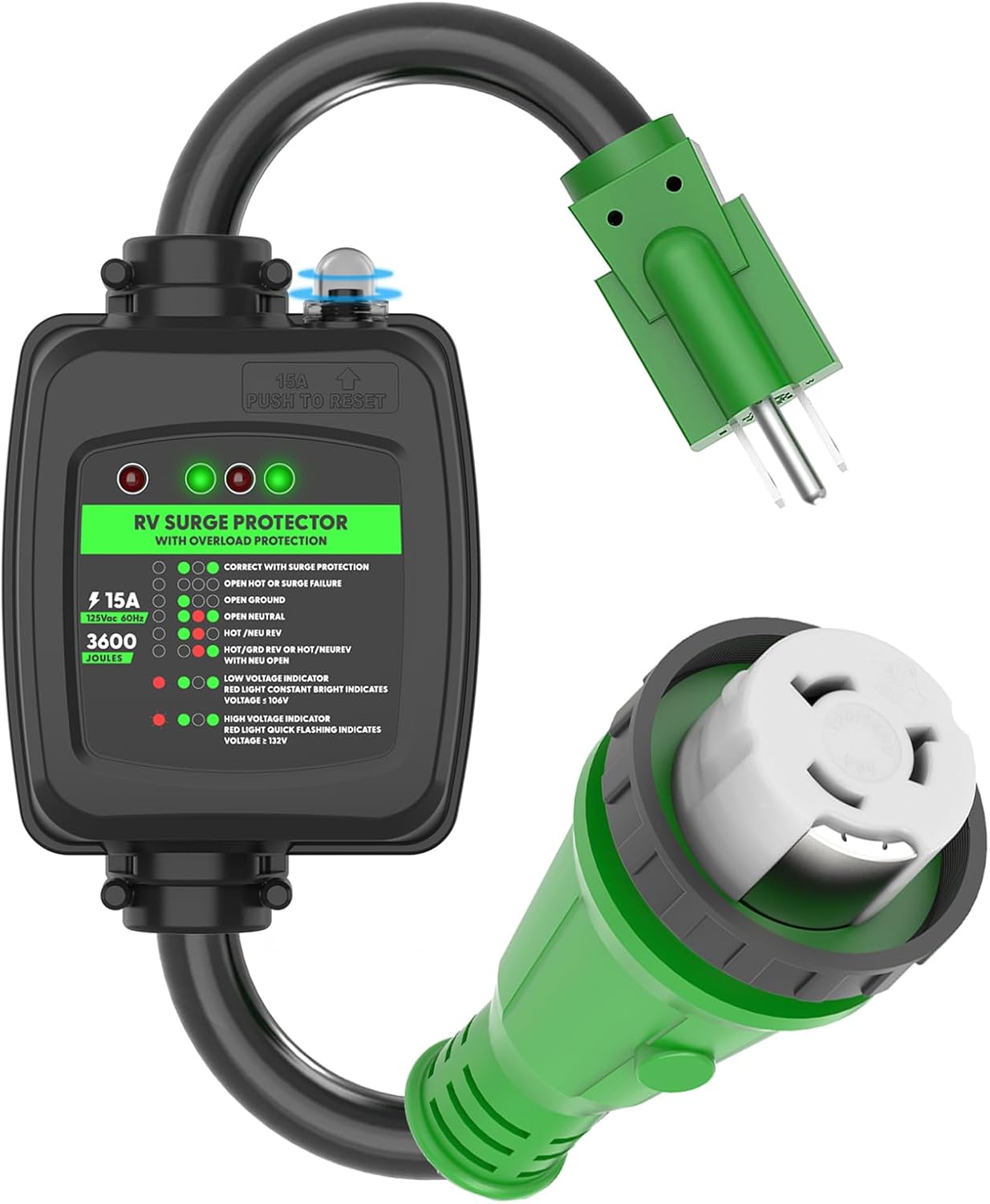 RVGUARD 50 Amp to 110 Volt RV Adapter Cord with Overload Protection