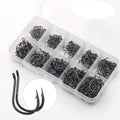500PCS Small Fishing Hooks Assorted 10 Sizes (3#-12#) - Portable Box