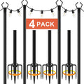 10Ft String Light Poles 4 Pack - Sturdy Outdoor Hanging Light Supports