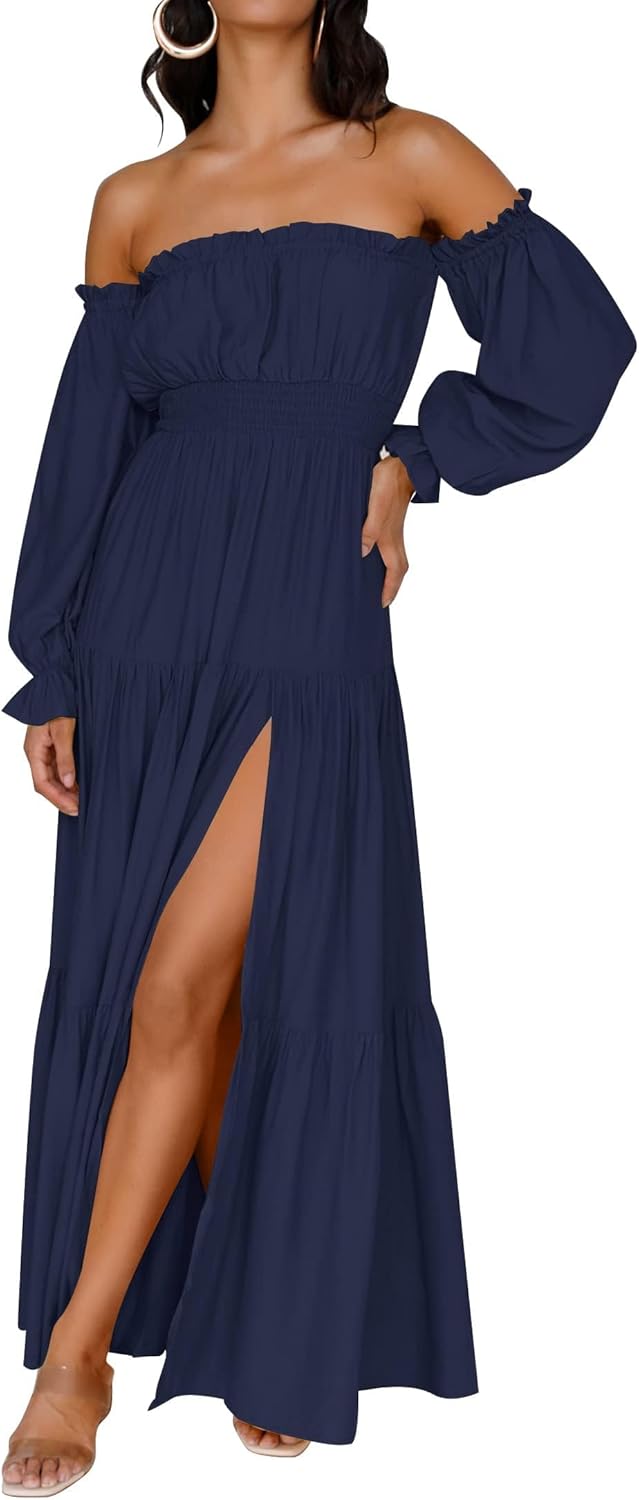 ZESICA Women's Boho Off Shoulder Long Sleeve Maxi Dress Review
