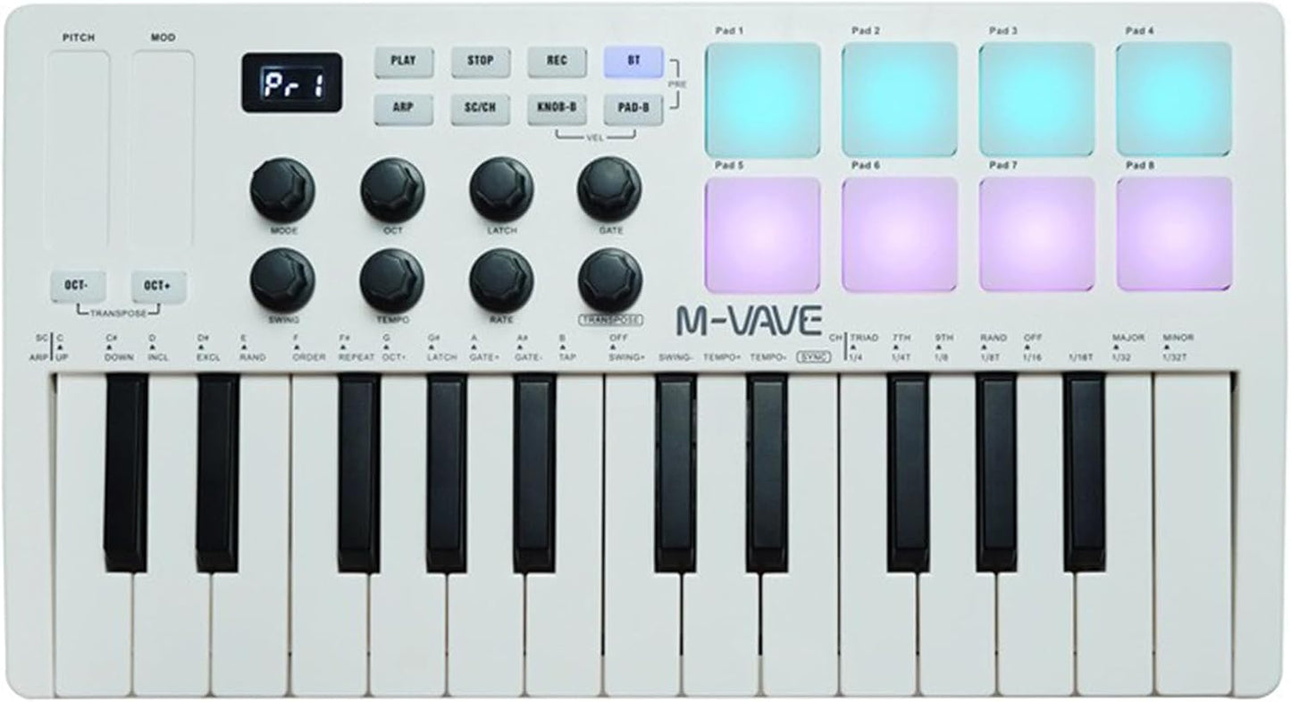 Portable White Keytar MIDI Keyboard - Enhance Your Music on the Go!