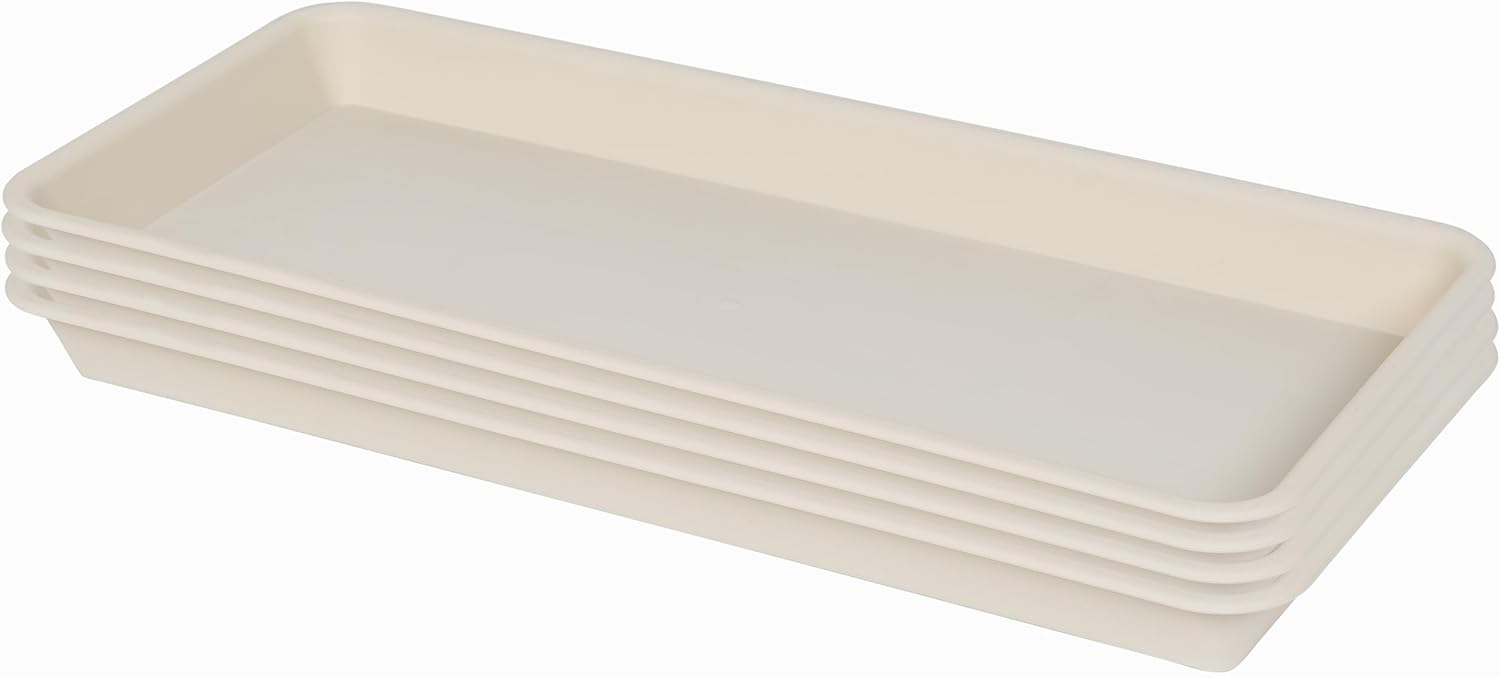 4 Pack of Rectangular Plant Tray Saucers for Indoor and Outdoor