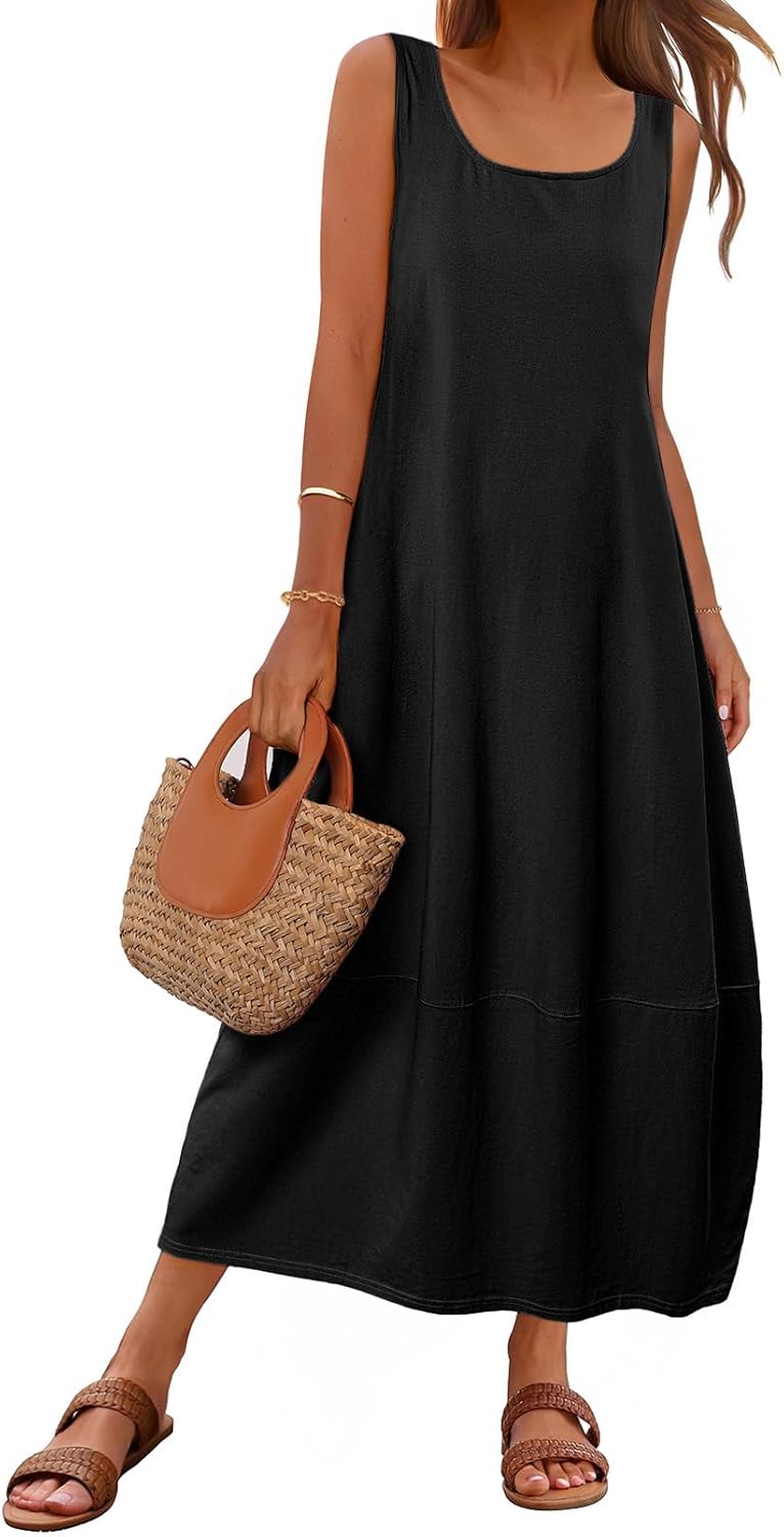MEROKEETY Women's Casual Maxi Sundress for Summer Beach Fun