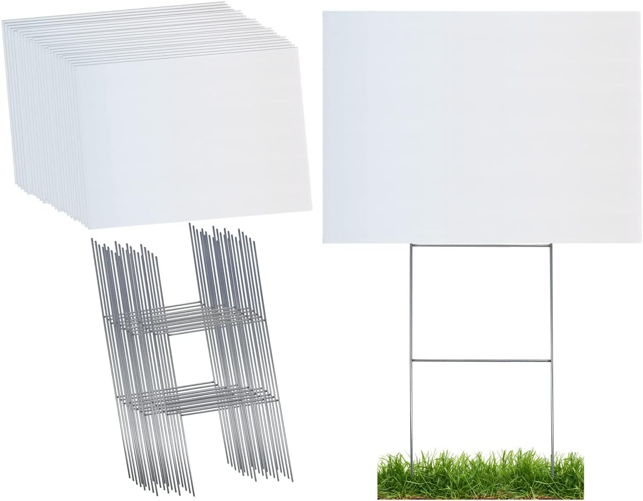 Durable Blank Corrugated White Yard Sign Kit for DIY Projects